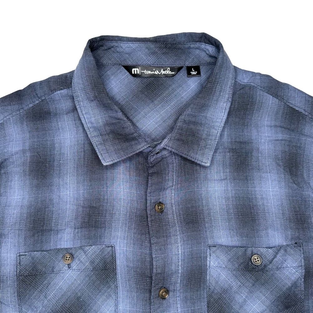 Men's Travis Mathew Gray Plaid Long Sleeve Button Down Shirt Size L‎